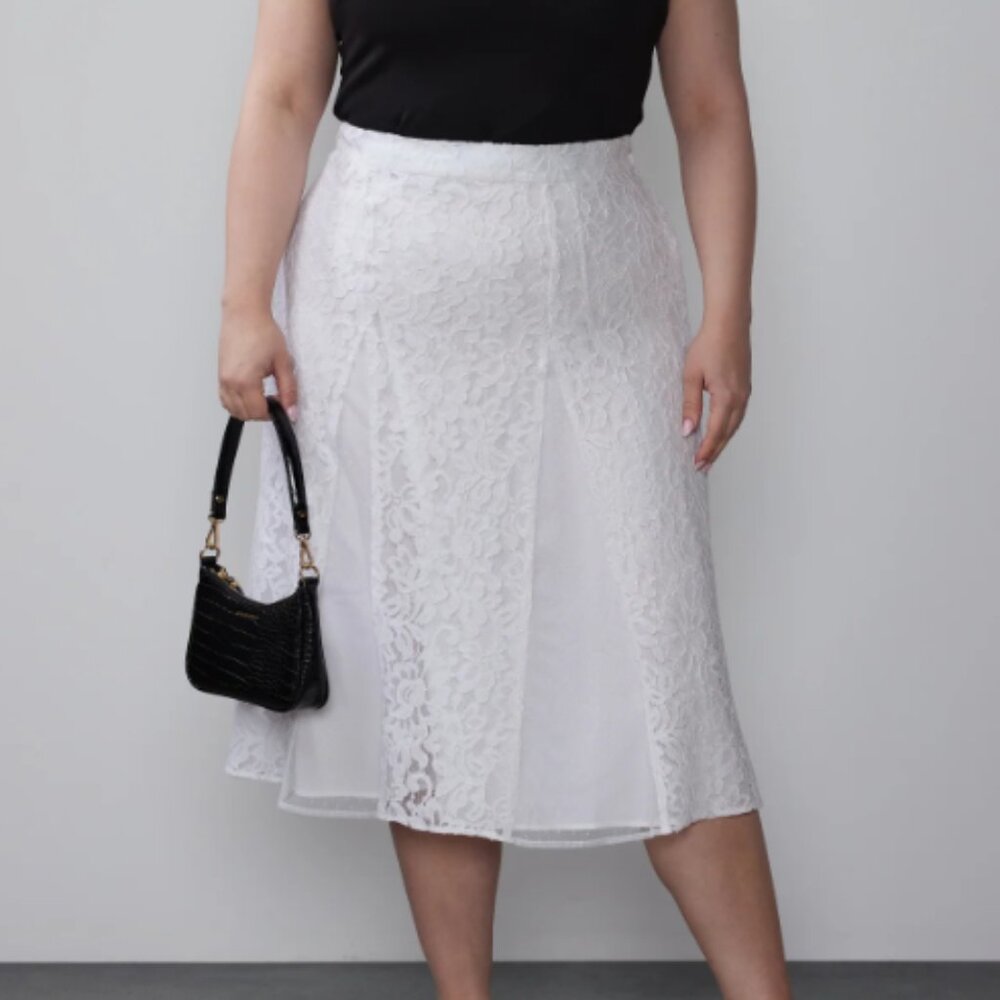 Plus Lace Tulle Midi Skirt